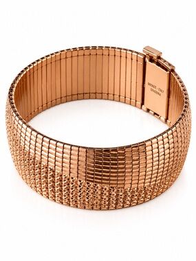 Italian Rose Gold Bronze Wide Articulated Statement Cuff Bracelet